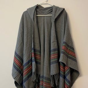 Hooded sweater poncho